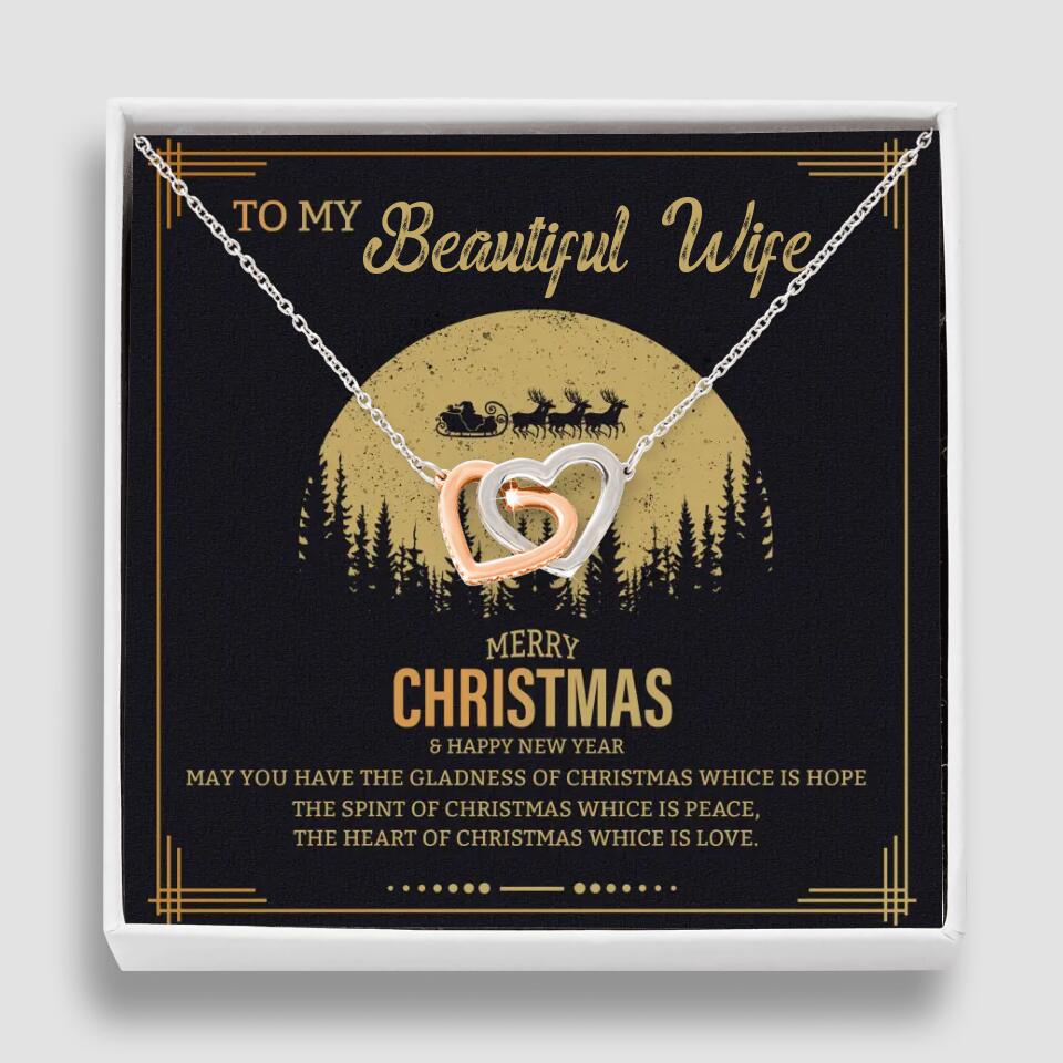 To My Beautiful Wife Merry Christmas - Personalized Christmas Gift for Her/Wife - Best Meaningful Gift for your Lovers - White Gold Necklace For Christmas - 210IHPNPJE432