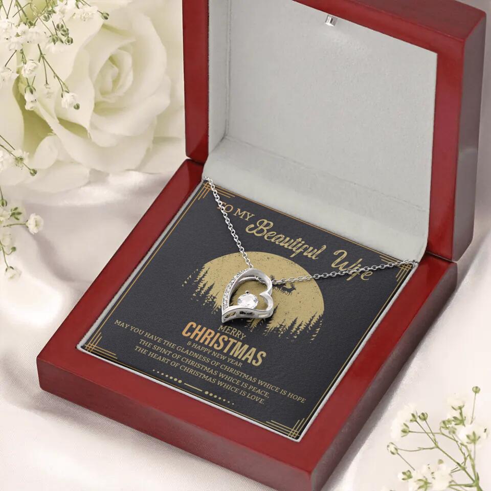 To My Beautiful Wife Merry Christmas - Personalized Christmas Gift for Her/Wife - Best Meaningful Gift for your Lovers - White Gold Necklace For Christmas - 210IHPNPJE432