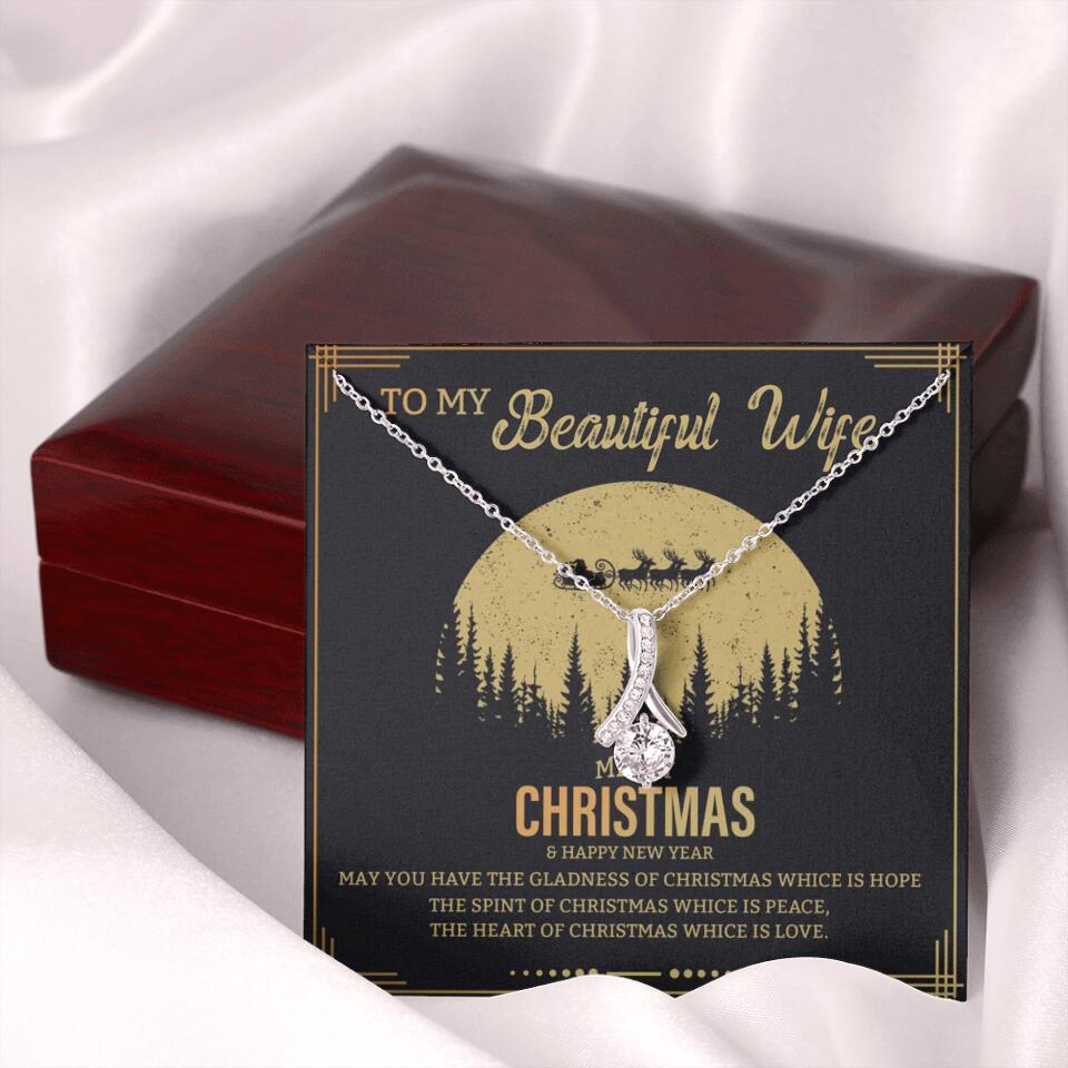 To My Beautiful Wife Merry Christmas - Personalized Christmas Gift for Her/Wife - Best Meaningful Gift for your Lovers - White Gold Necklace For Christmas - 210IHPNPJE432