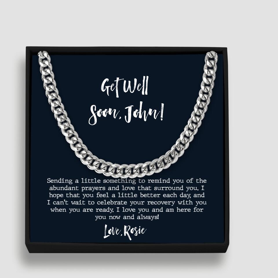 Post Surgery Gifts for Him - Personalized Cuban Chain Necklace