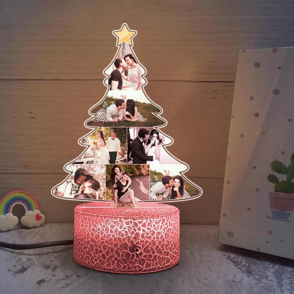 Couple Photo Christmas Tree Personalized Night Light