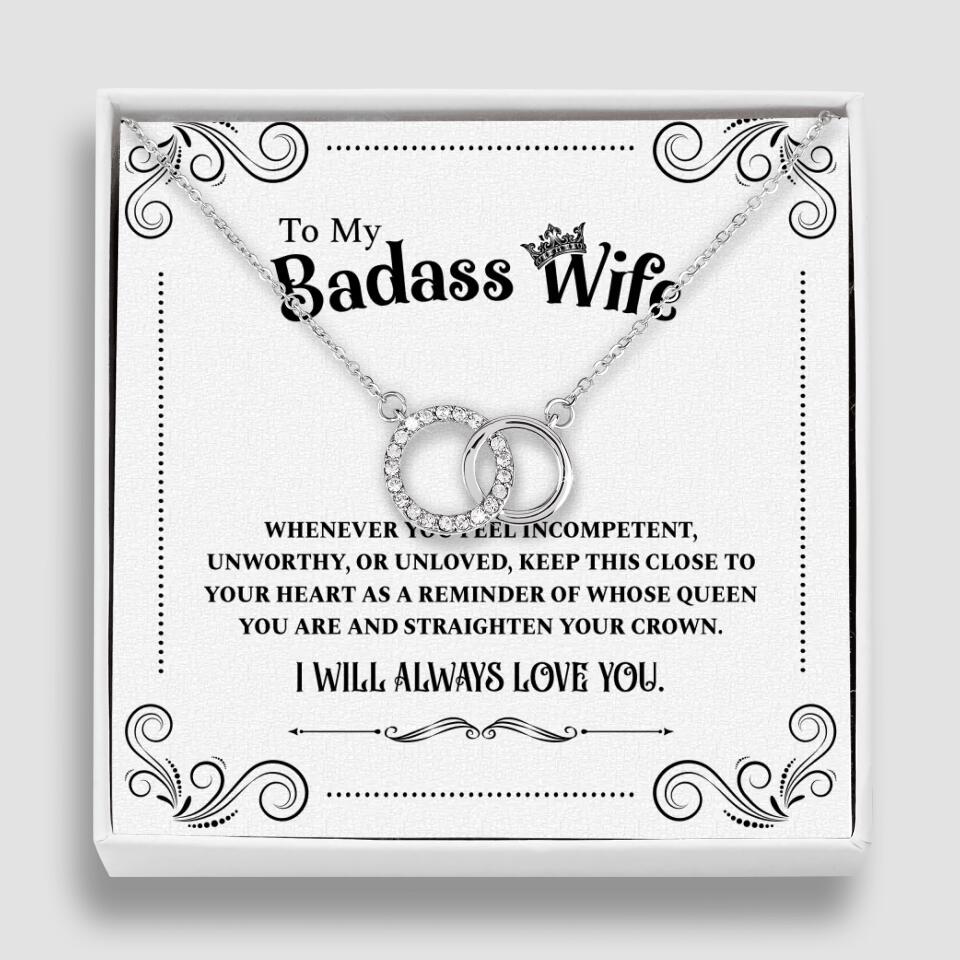 Meaningful Message To My Badass Wife Girlfriend Custom Necklace Anniversary Gift For Her