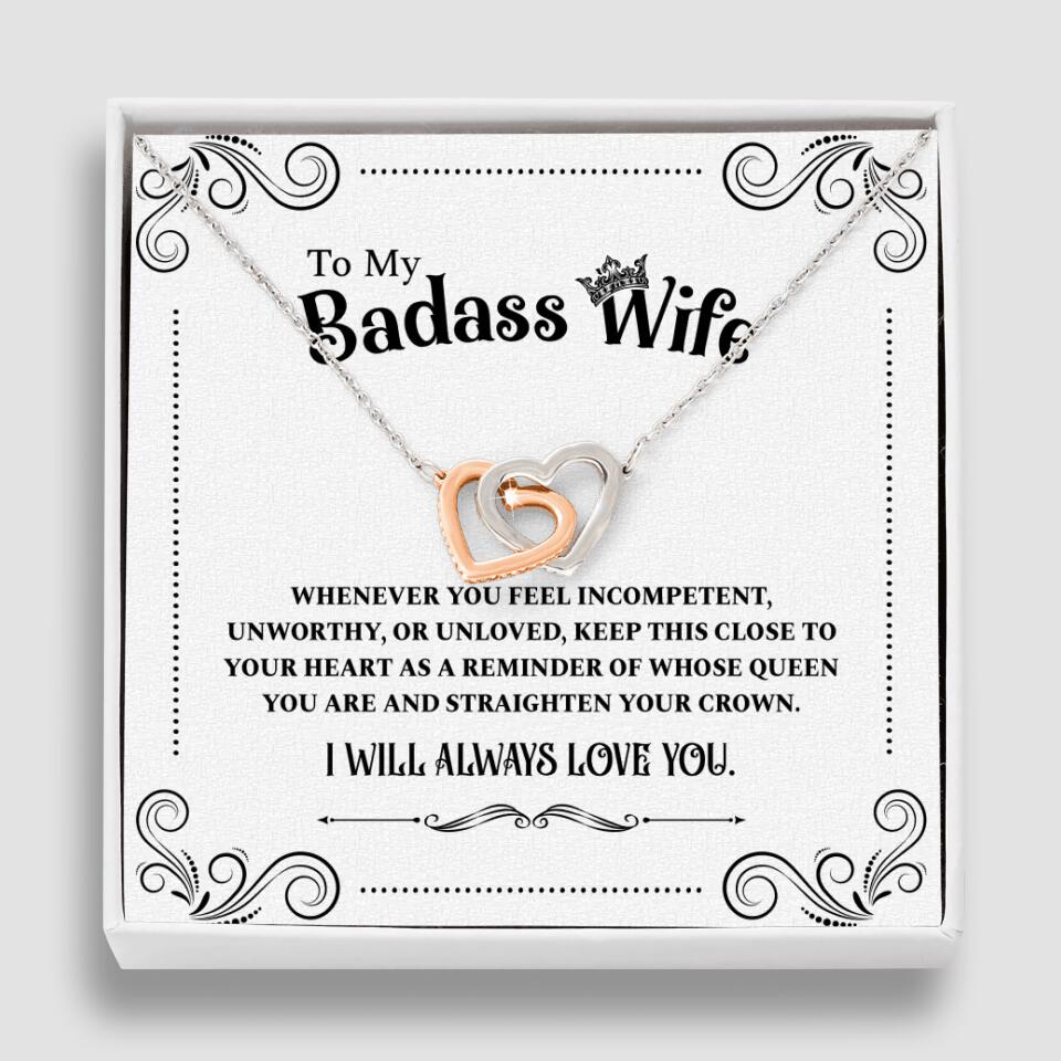 Meaningful Message To My Badass Wife Girlfriend Custom Necklace Anniversary Gift For Her