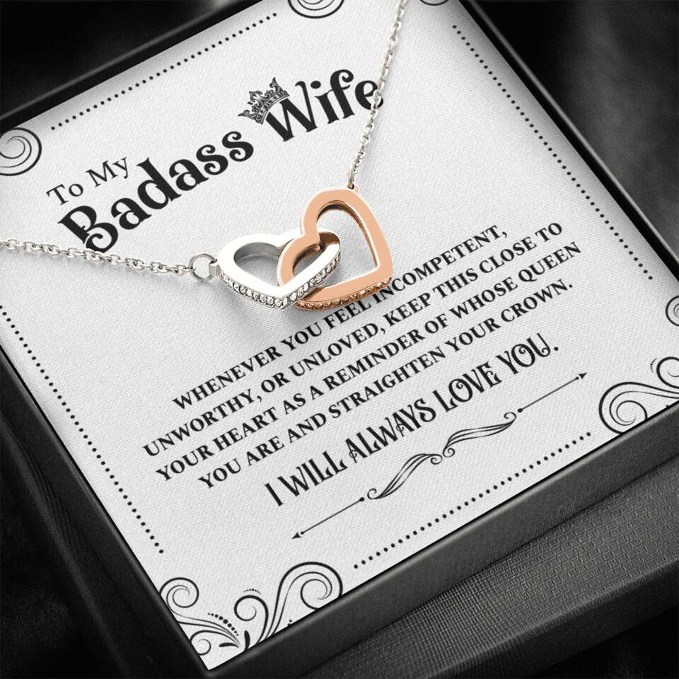 Meaningful Message To My Badass Wife Girlfriend Custom Necklace Anniversary Gift For Her