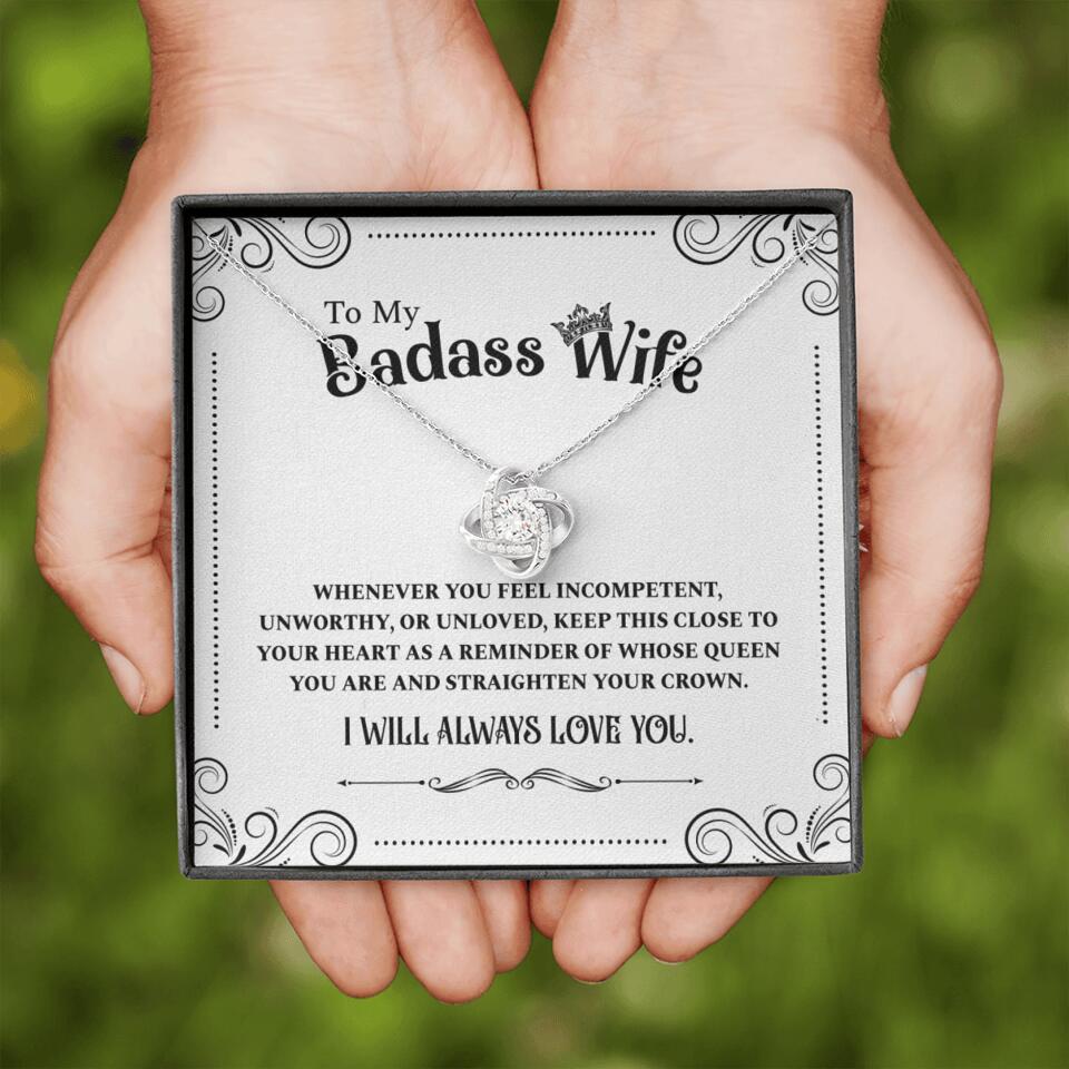 Meaningful Message To My Badass Wife Girlfriend Custom Necklace Anniversary Gift For Her