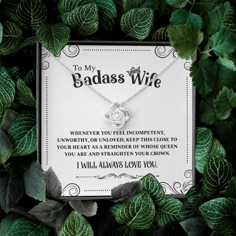 Meaningful Message To My Badass Wife Girlfriend Custom Necklace Anniversary Gift For Her