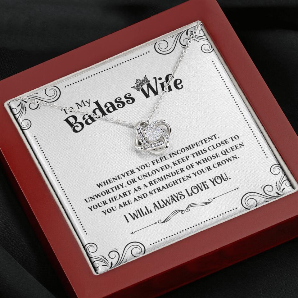 Meaningful Message To My Badass Wife Girlfriend Custom Necklace Anniversary Gift For Her