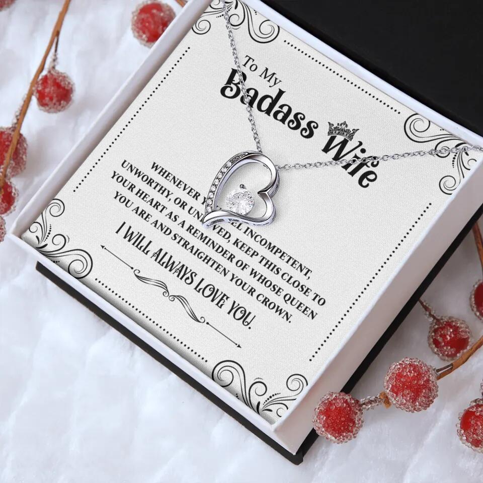 Meaningful Message To My Badass Wife Girlfriend Custom Necklace Anniversary Gift For Her