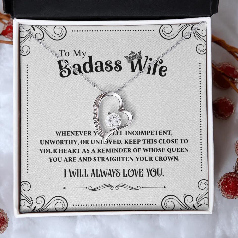 Meaningful Message To My Badass Wife Girlfriend Custom Necklace Anniversary Gift For Her