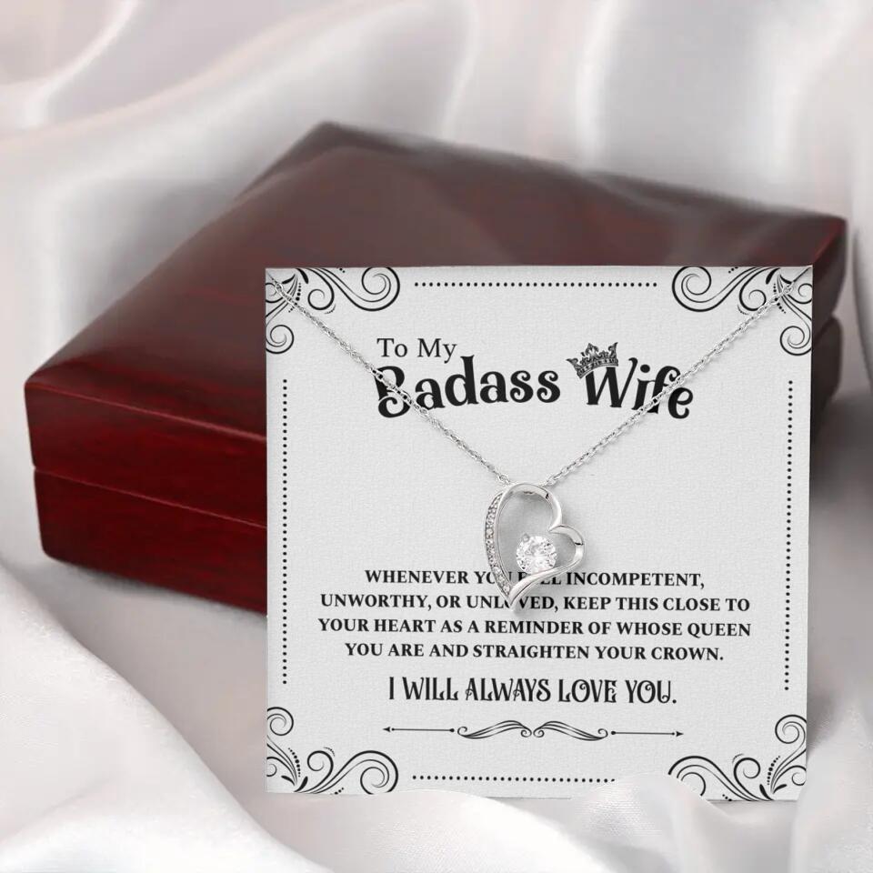 Meaningful Message To My Badass Wife Girlfriend Custom Necklace Anniversary Gift For Her