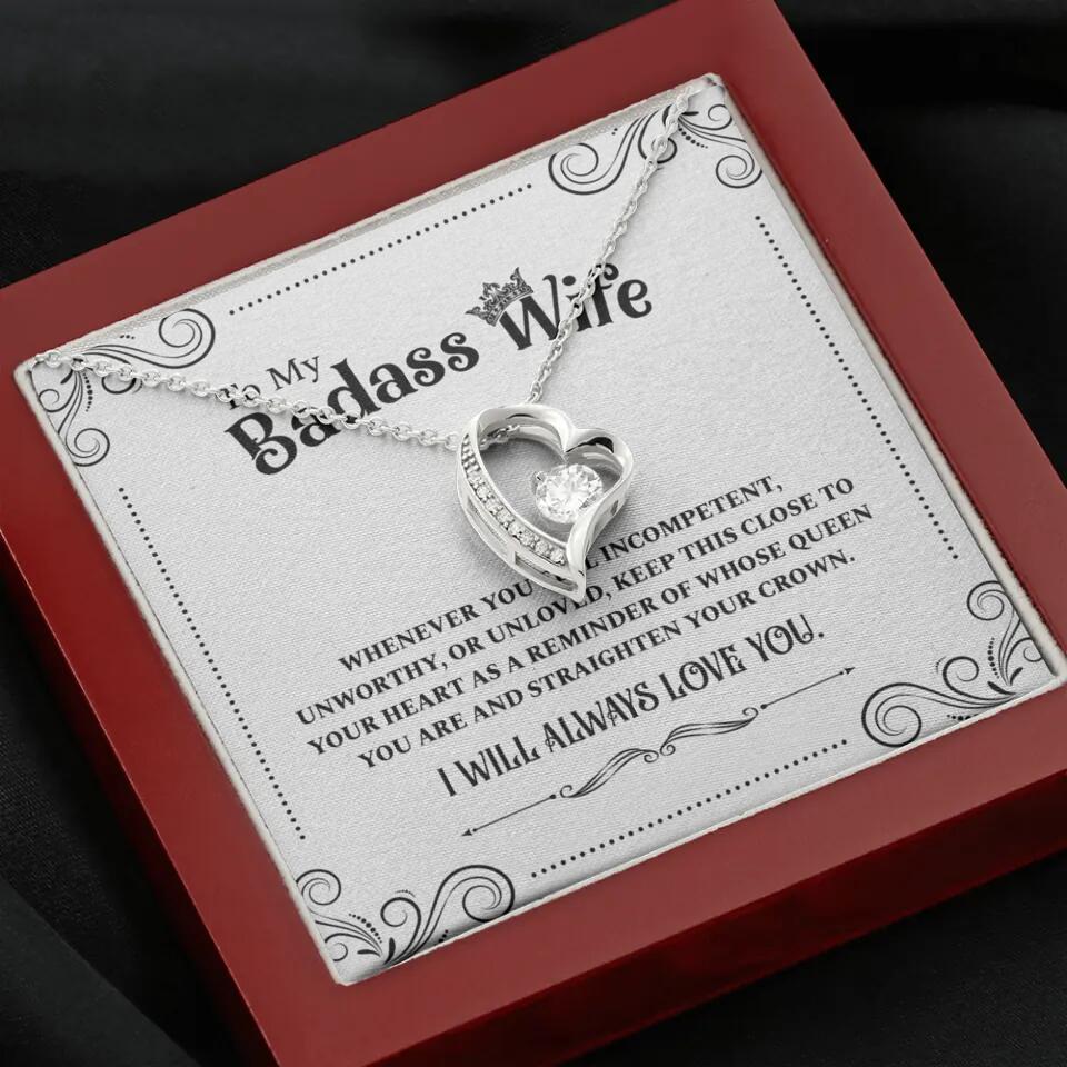 Meaningful Message To My Badass Wife Girlfriend Custom Necklace Anniversary Gift For Her