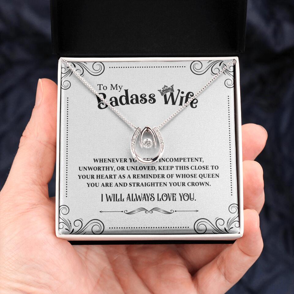Meaningful Message To My Badass Wife Girlfriend Custom Necklace Anniversary Gift For Her