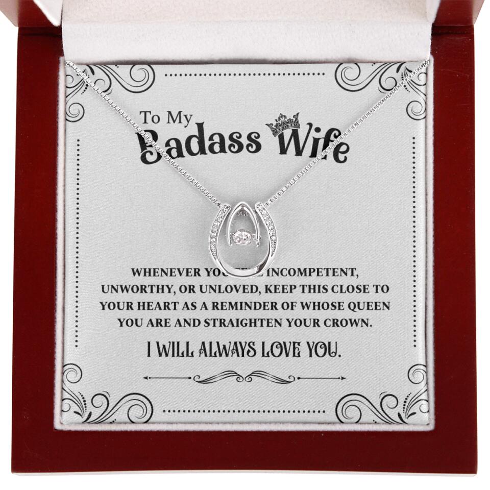 Meaningful Message To My Badass Wife Girlfriend Custom Necklace Anniversary Gift For Her
