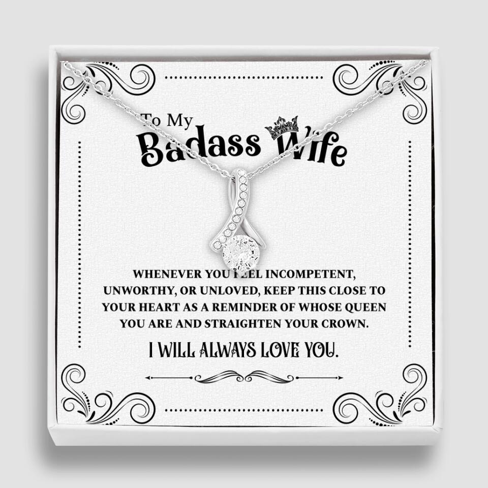 Meaningful Message To My Badass Wife Girlfriend Custom Necklace Anniversary Gift For Her