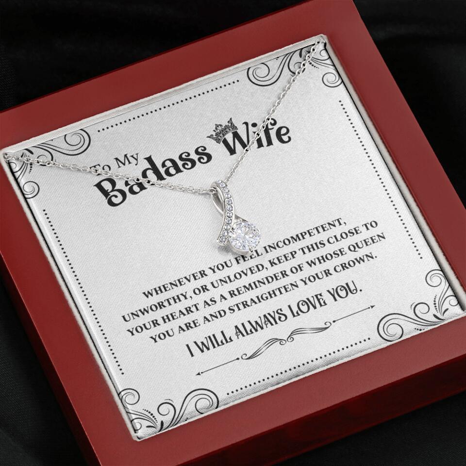 Meaningful Message To My Badass Wife Girlfriend Custom Necklace Anniversary Gift For Her