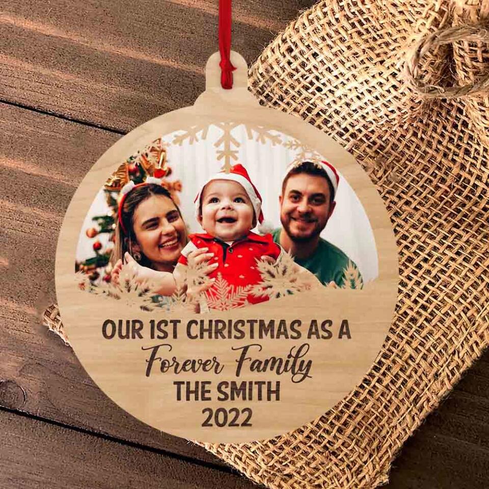 Our First Christmas As A Forever Family - Personalized Mix 2 Layered Ornament - Best Gifts for Her Him On Christmas - 210IHPUNOR380