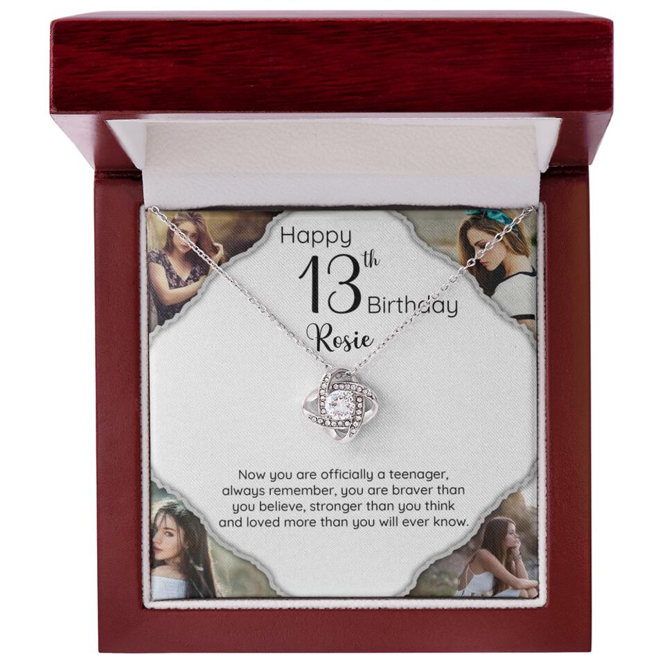 Now You Are Officially A Teenager - Personalized White Gold Necklace - 13th Birthday Gift For Her