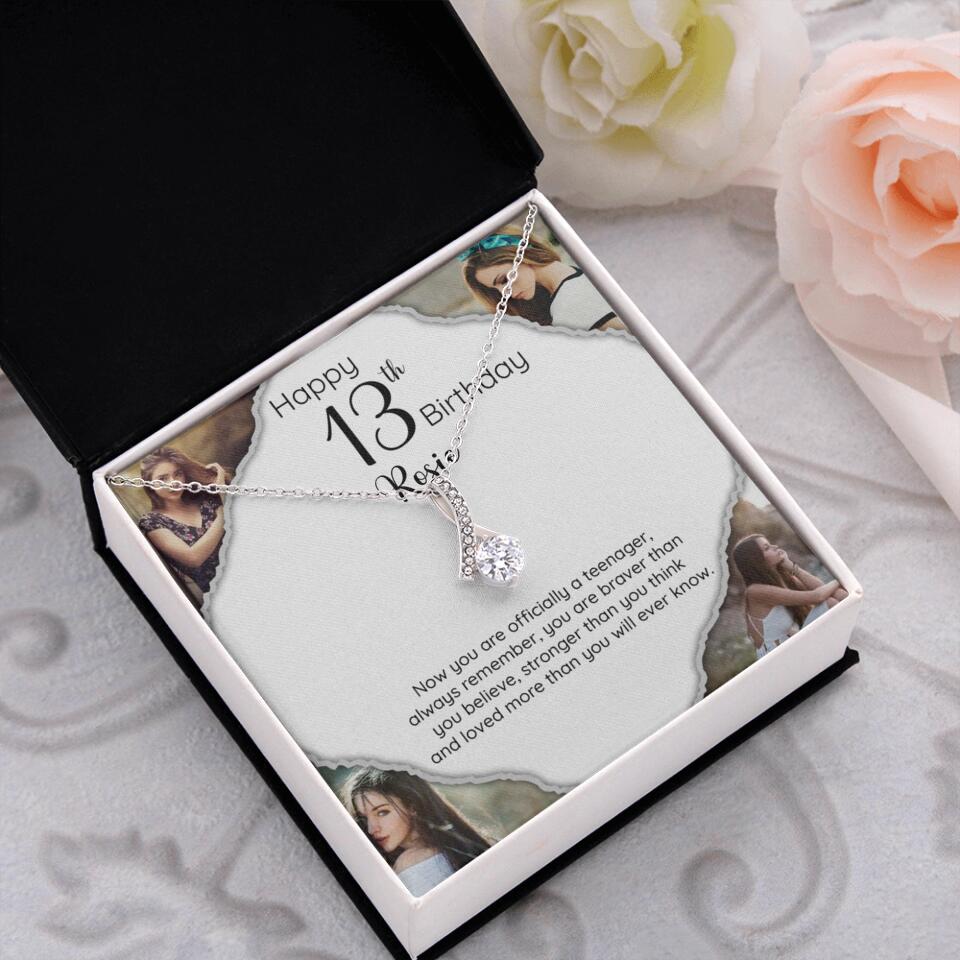 Now You Are Officially A Teenager - Personalized White Gold Necklace - 13th Birthday Gift For Her