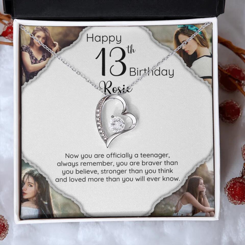 Now You Are Officially A Teenager - Personalized White Gold Necklace - 13th Birthday Gift For Her