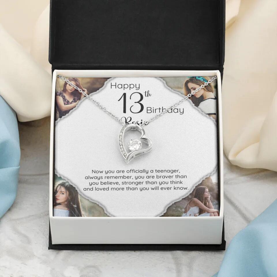 Now You Are Officially A Teenager - Personalized White Gold Necklace - 13th Birthday Gift For Her