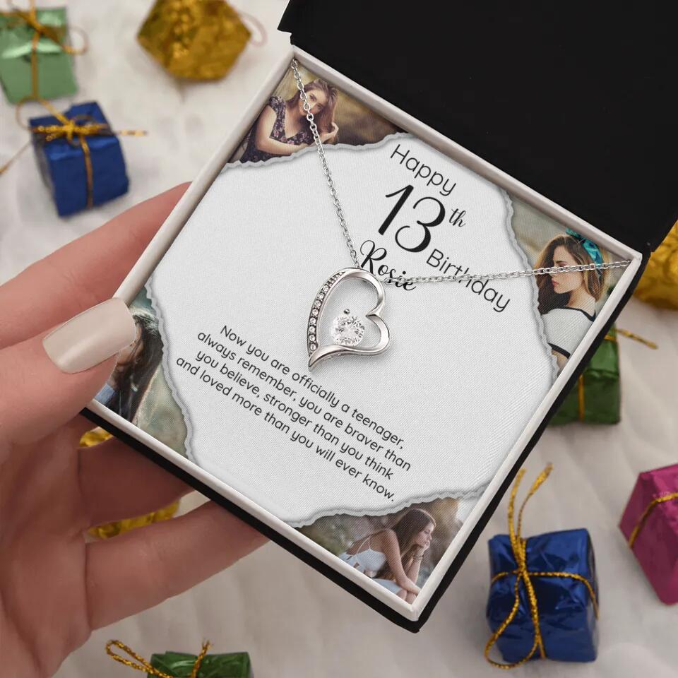 Now You Are Officially A Teenager - Personalized White Gold Necklace - 13th Birthday Gift For Her