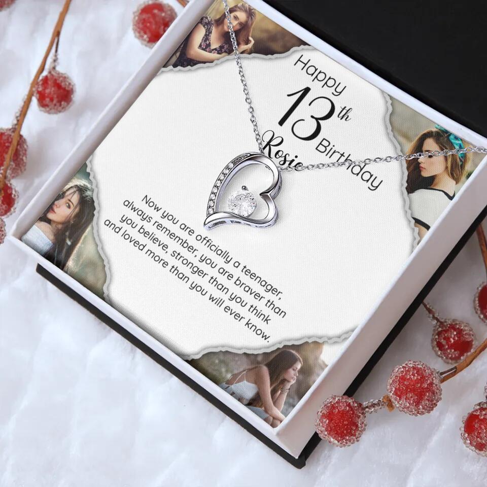 Now You Are Officially A Teenager - Personalized White Gold Necklace - 13th Birthday Gift For Her