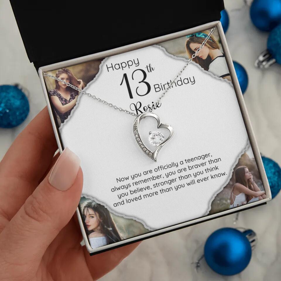 Now You Are Officially A Teenager - Personalized White Gold Necklace - 13th Birthday Gift For Her