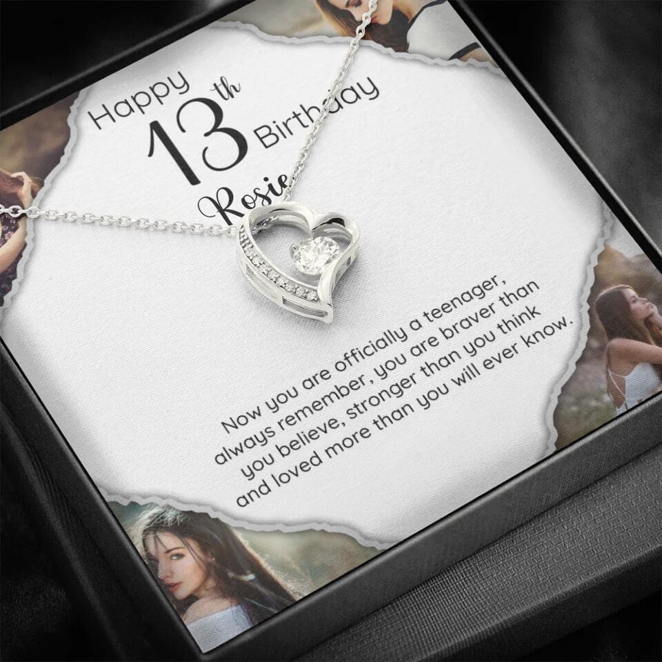 Now You Are Officially A Teenager - Personalized White Gold Necklace - 13th Birthday Gift For Her
