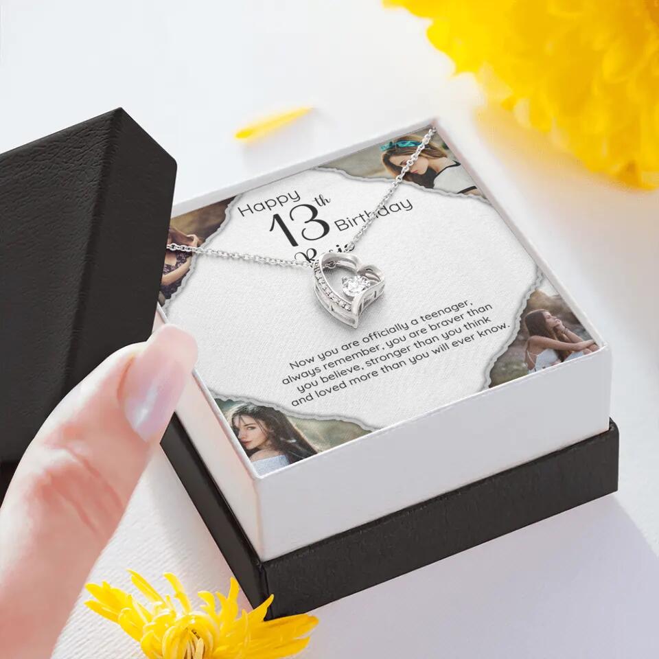 Now You Are Officially A Teenager - Personalized White Gold Necklace - 13th Birthday Gift For Her