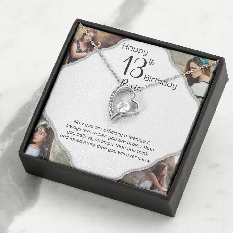 Now You Are Officially A Teenager - Personalized White Gold Necklace - 13th Birthday Gift For Her