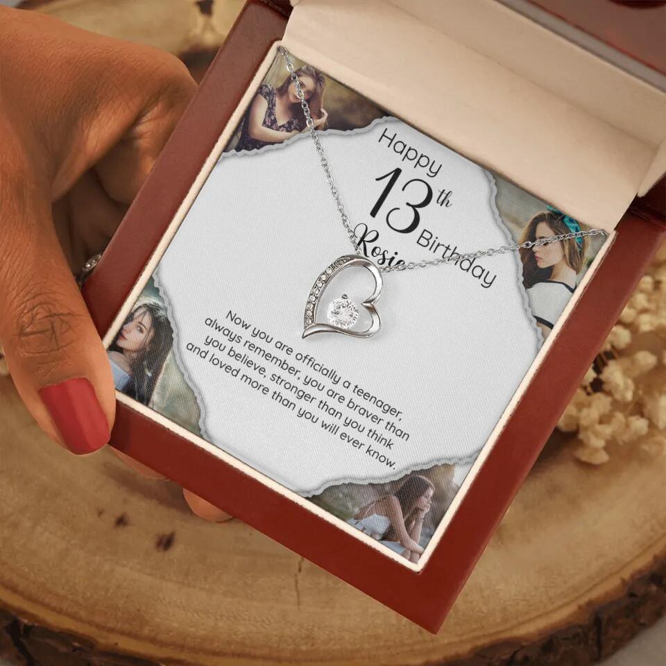 Now You Are Officially A Teenager - Personalized White Gold Necklace - 13th Birthday Gift For Her