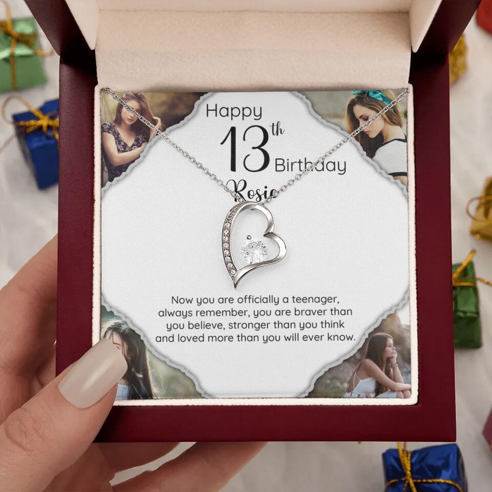 Now You Are Officially A Teenager - Personalized White Gold Necklace - 13th Birthday Gift For Her