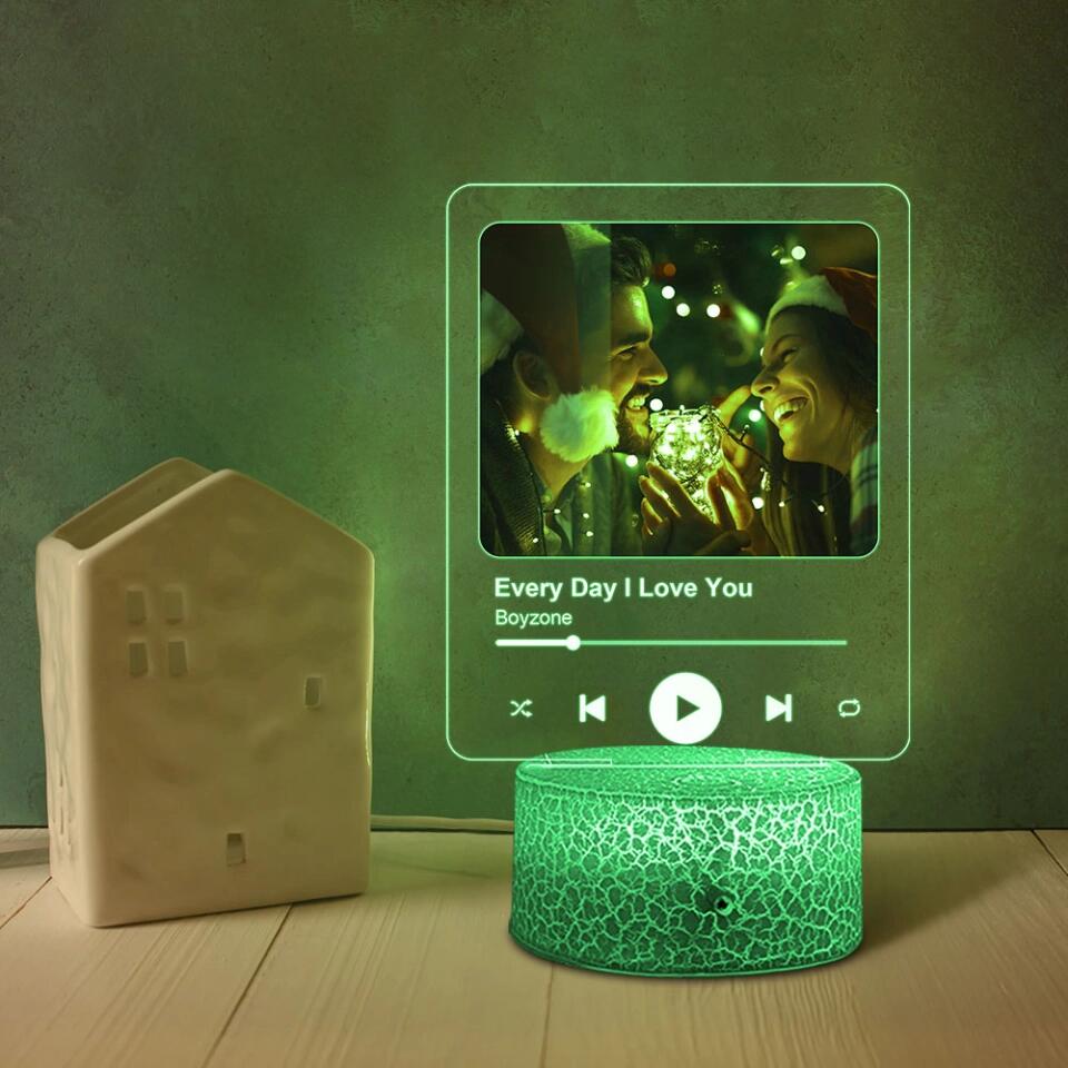 Personalized Valentine Gifts - Custom Favorite Song Name And Singer Custom 3D Light Anniversary Gift For Couples