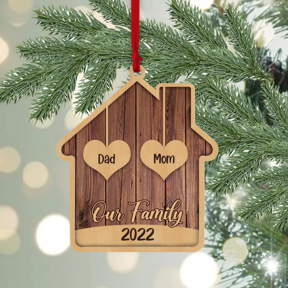 Our Family 2025 - Personalized Wooden Ornament with Names - Christmas Unity Gift for Family Members