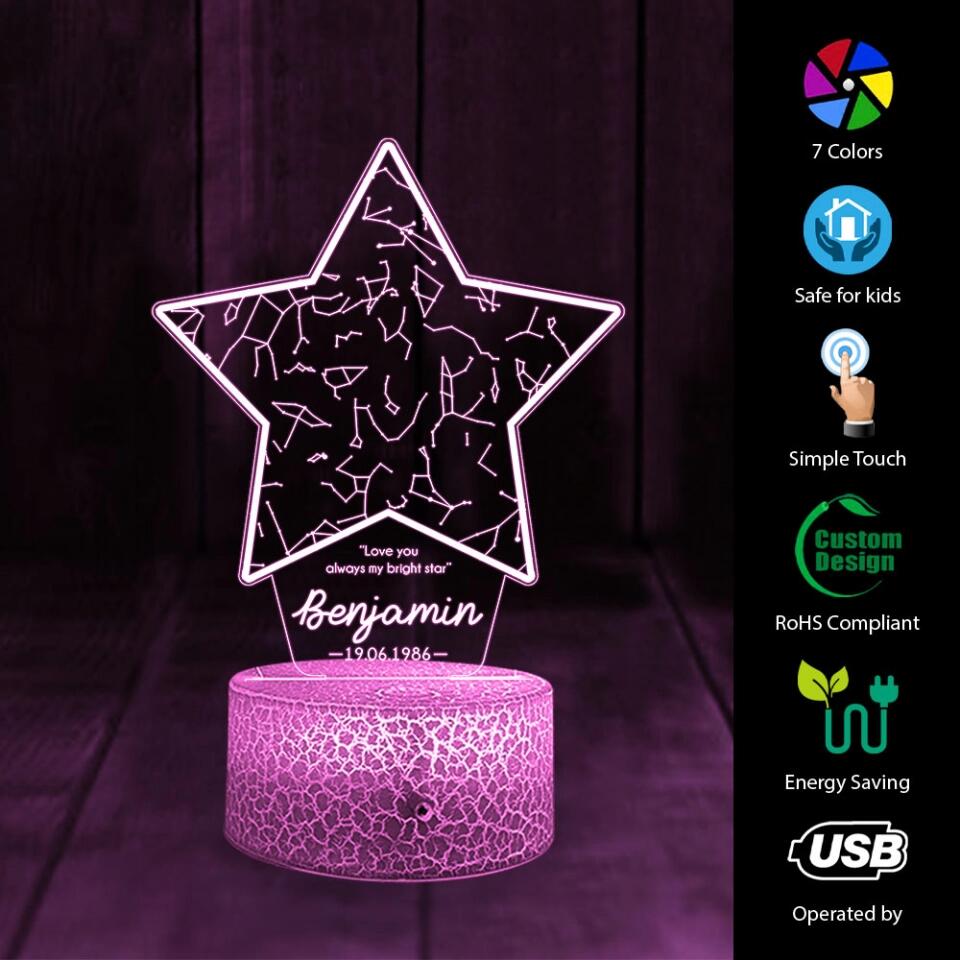 Love you always my bright star Personalized 3D Led Light