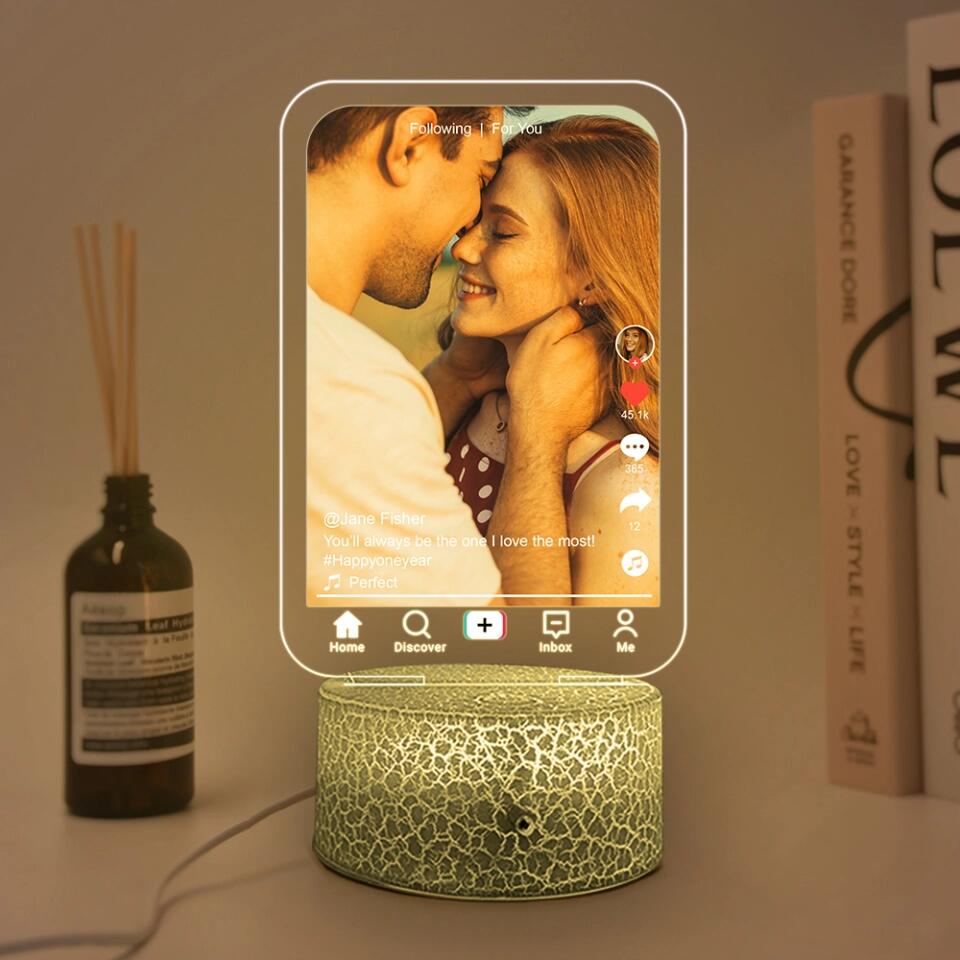 You'll Always Be the One I Love The Most - Personalized Photo & Name - Custom Song Night Light - Gift for Couple