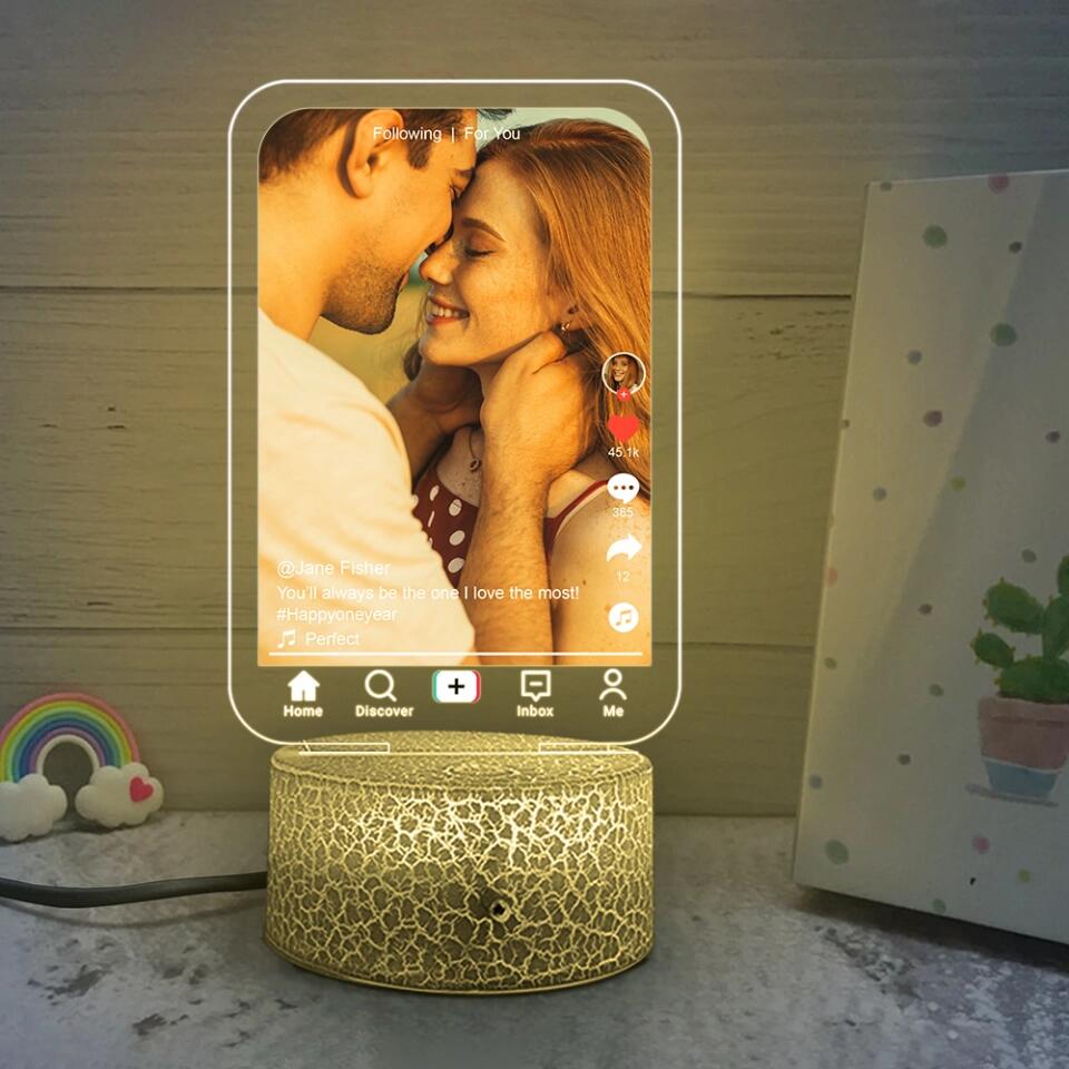 You'll Always Be the One I Love The Most - Personalized Photo & Name - Custom Song Night Light - Gift for Couple