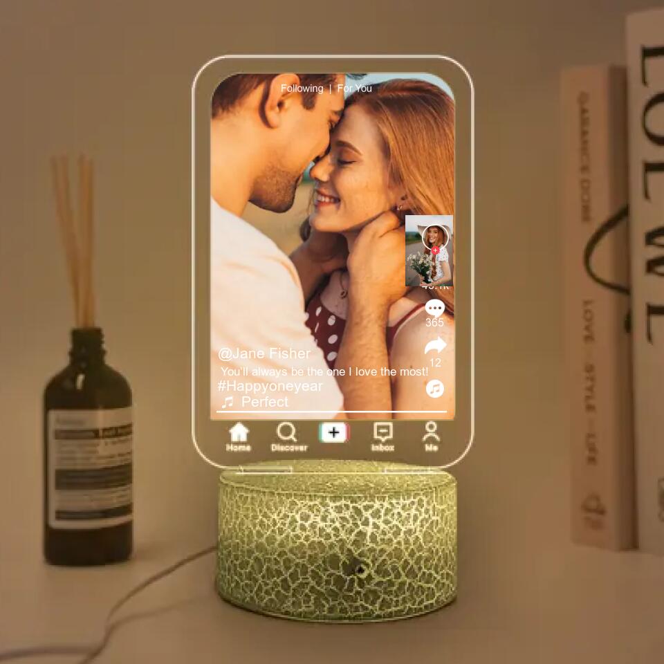 You'll Always Be the One I Love The Most - Personalized Photo & Name - Custom Song Night Light - Gift for Couple