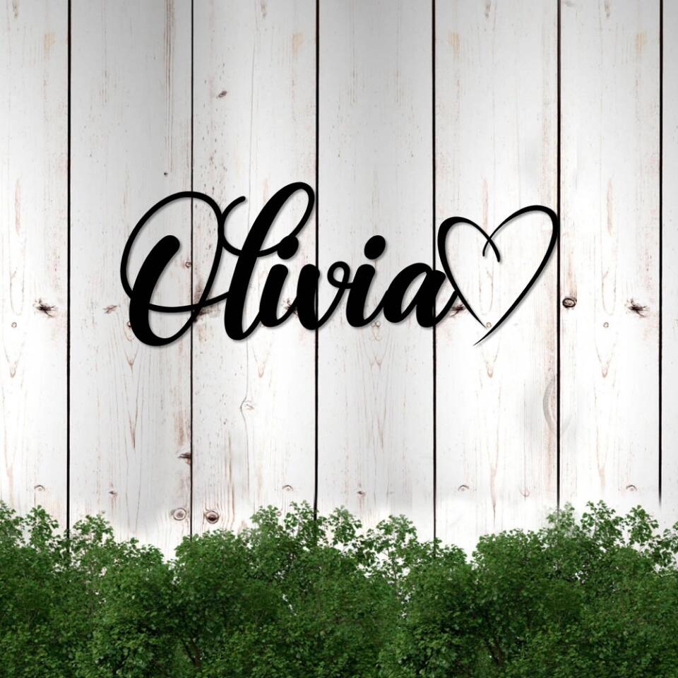 Custom Name With Heart Sign - Personalized Metal Sign