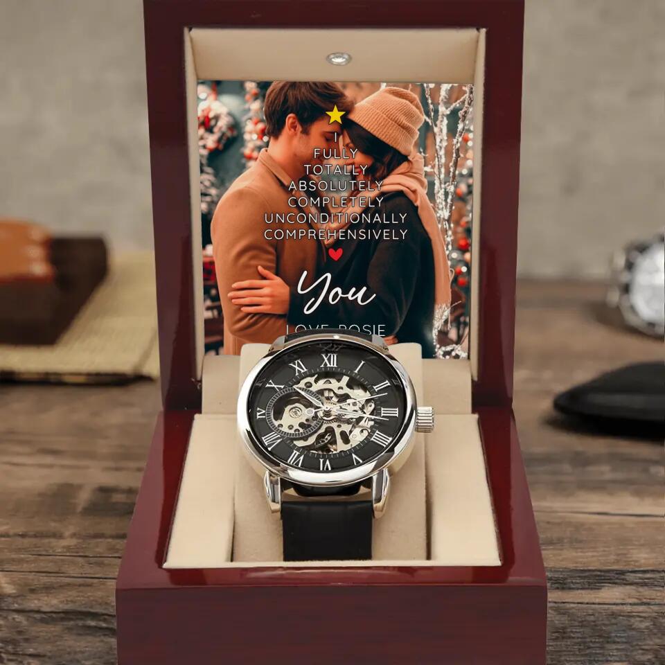 I Fully Totally Absolutely Completely Unconditionally Comprehensively Love You Personalized Men's Watch