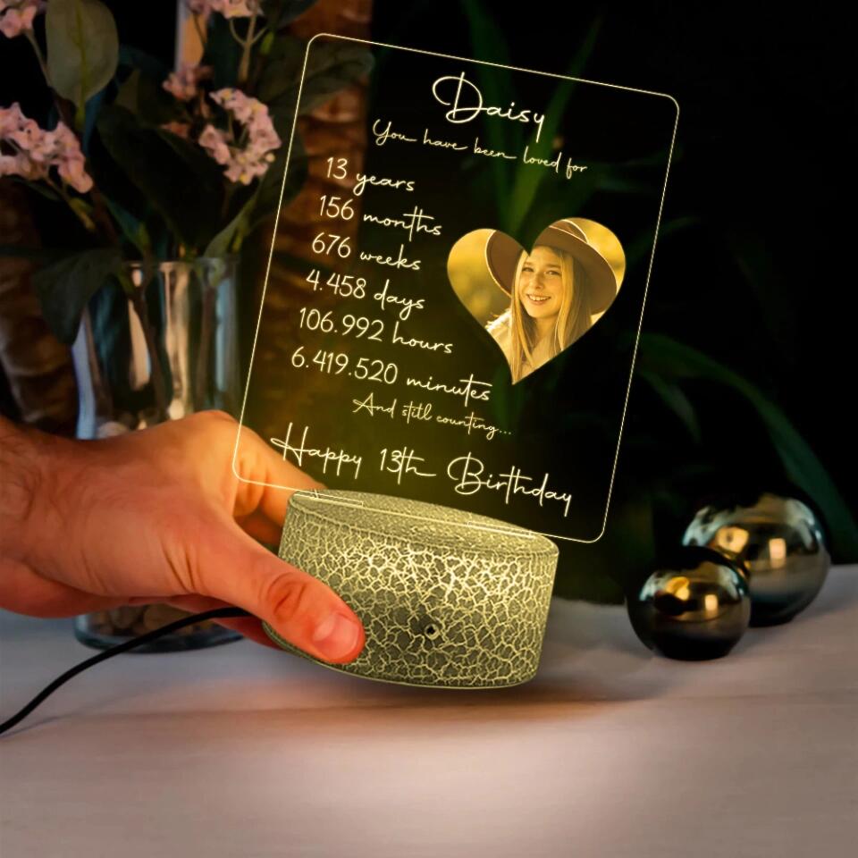 You Have Been Loved And Still Counting - Personalized Lamp, 3D Led Light - Milestone Birthday Gift for Girls