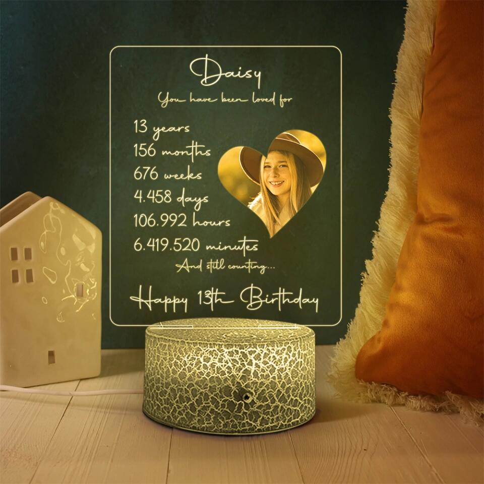 You Have Been Loved And Still Counting - Personalized Lamp, 3D Led Light - Milestone Birthday Gift for Girls