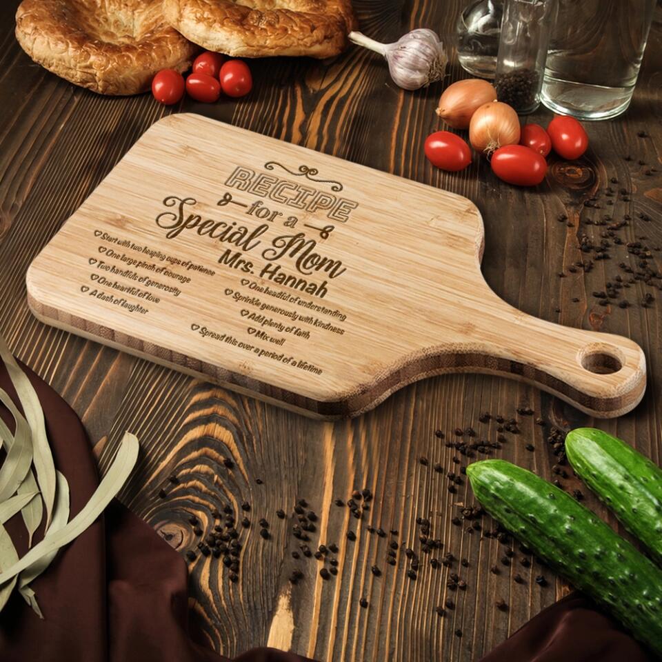 Recipe for a Special Mom Personalized Wood Cutting Board