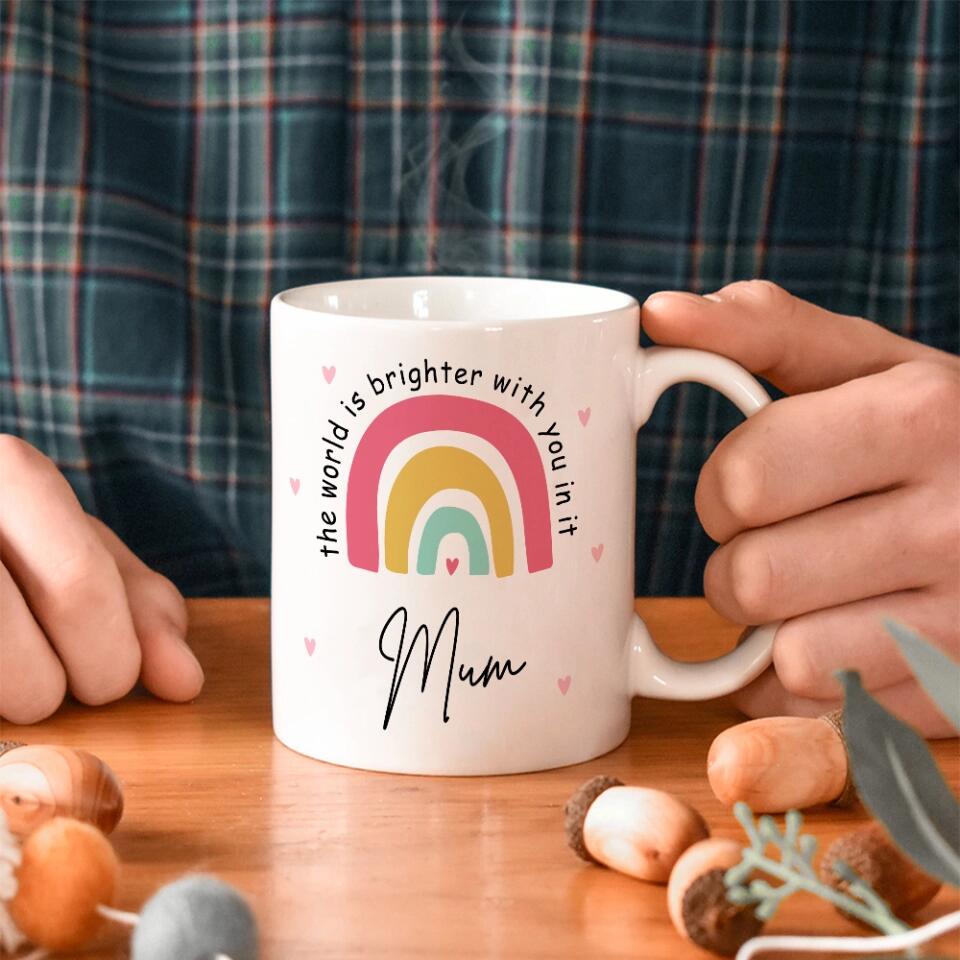 Happy Birthday for Mum - The World is Better with You In It - Personalized White Mug
