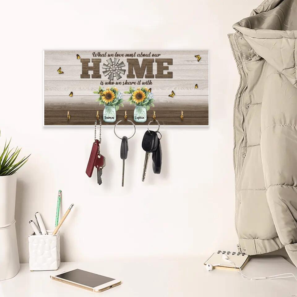 What We Love Most About Our Home - Personalized Key Holder - Gift For Family