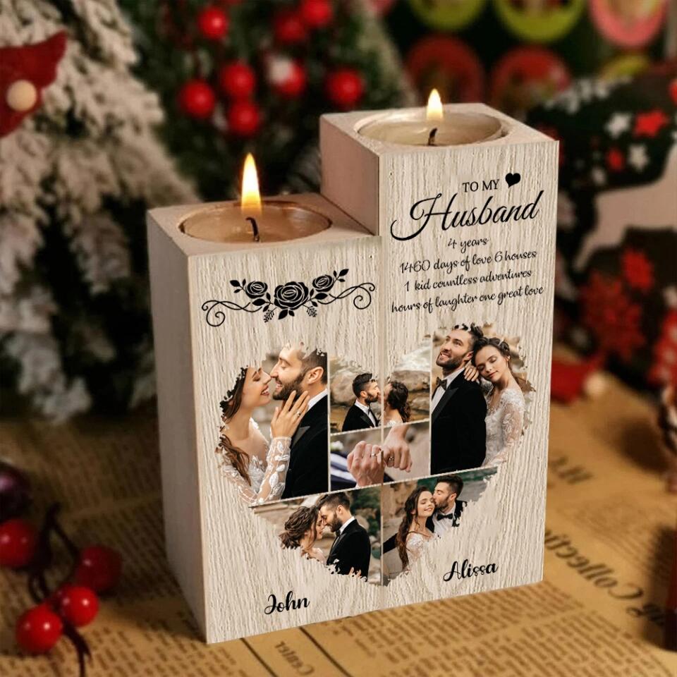 To My Husband - Personalized Candle Holder - Custom Name and Photo - Gift for Husband