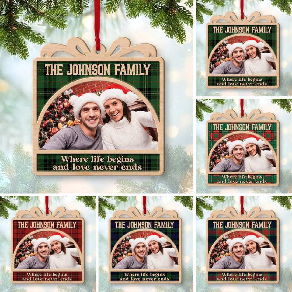 Where Life Begins And Love Never Ends Personalized Wooden Ornament
