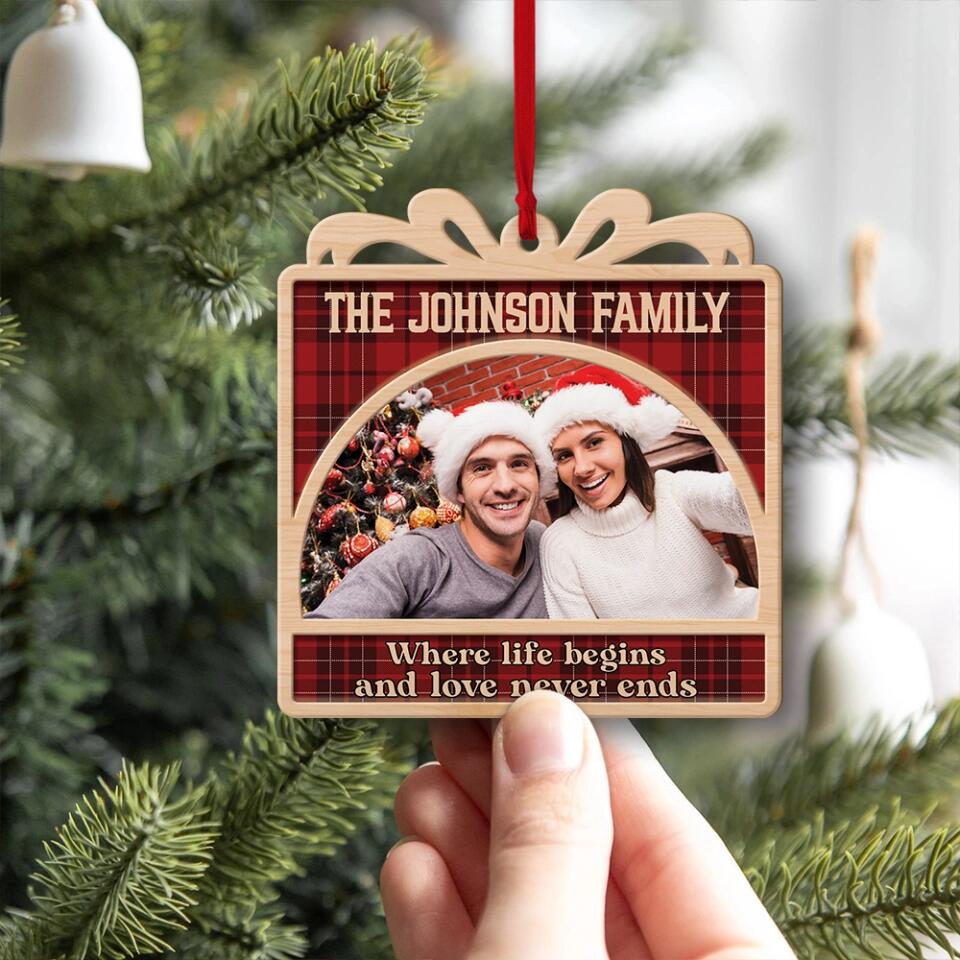 Where Life Begins And Love Never Ends Personalized Wooden Ornament