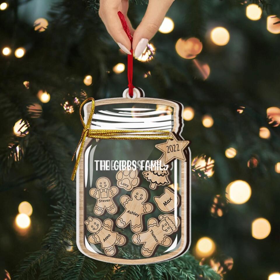 Custom Gingerbread Family Jar Layered Ornament - Personalized Funny Ornament - Gift for Family
