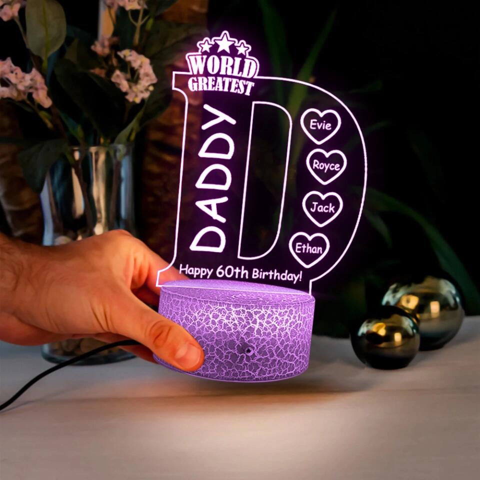 World Greatest Dad Custom 3D Light 60th Birthday Gift For Dad